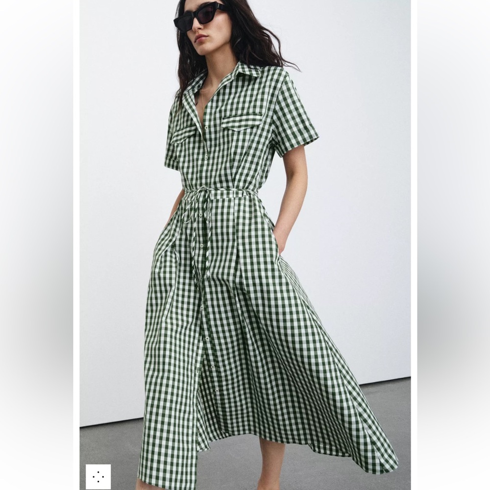 Zara GINGHAM CHECK SHIRT DRESS ZW COLLECTION